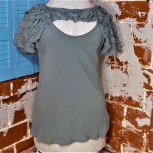 Deletta Wing Tank Top Blouse Size M Grey